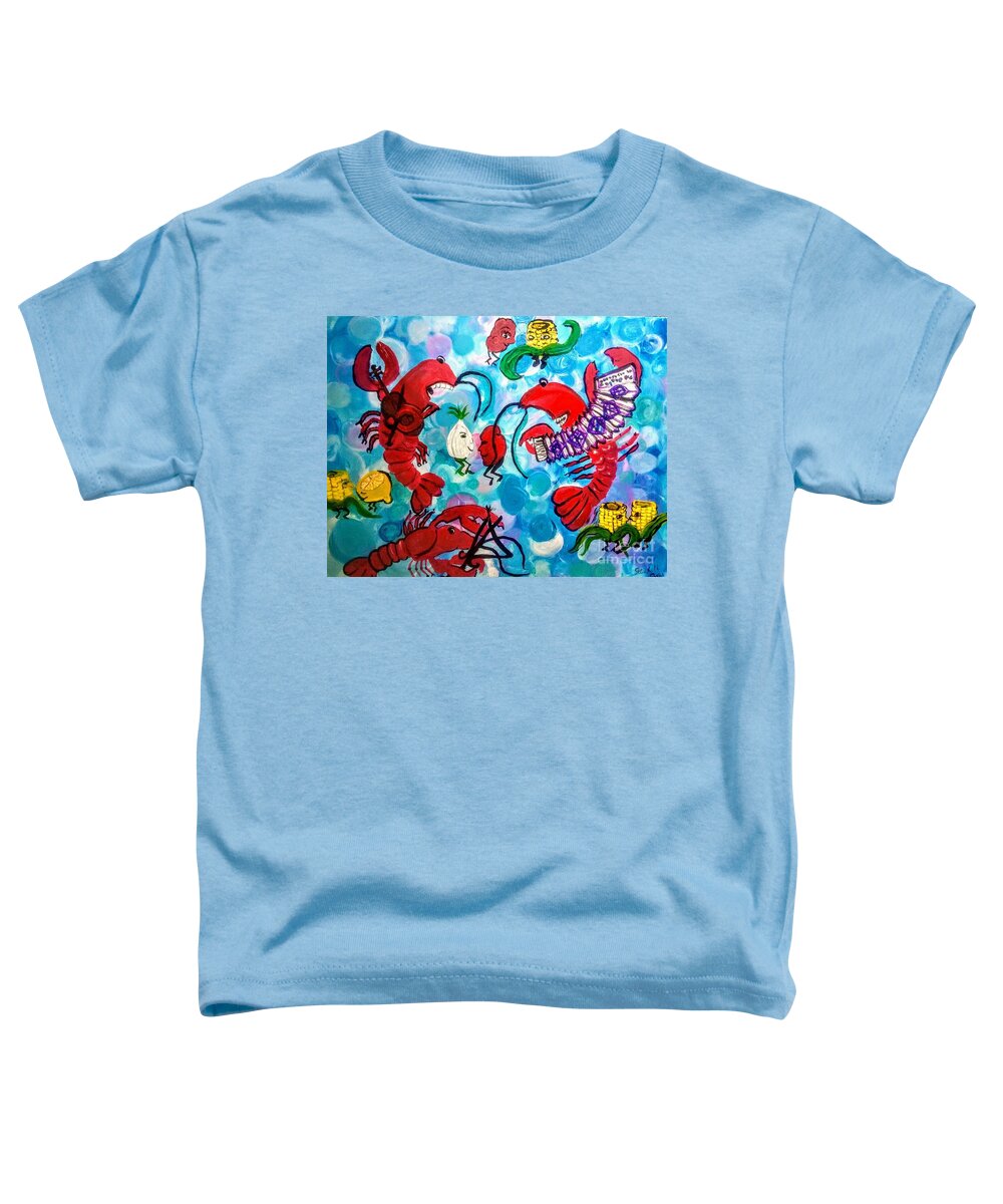 Red Hot Crawfish Ball Toddler T-Shirt featuring the mixed media Red Hot Crawfish Ball by Seaux-N-Seau Soileau