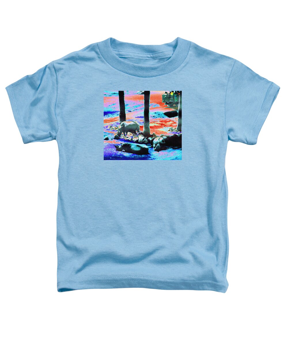 Rhinos Toddler T-Shirt featuring the photograph Rhinos having a Picnic by Abstract Angel Artist Stephen K