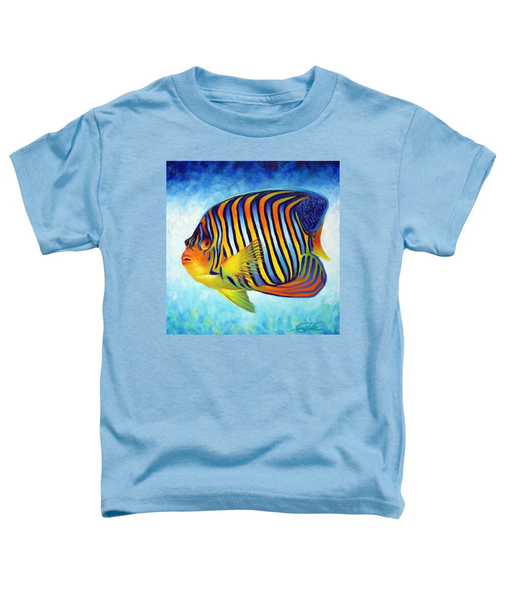 Royal Angelfish Toddler T-Shirt featuring the painting Royal Queen Angelfish by Nancy Tilles