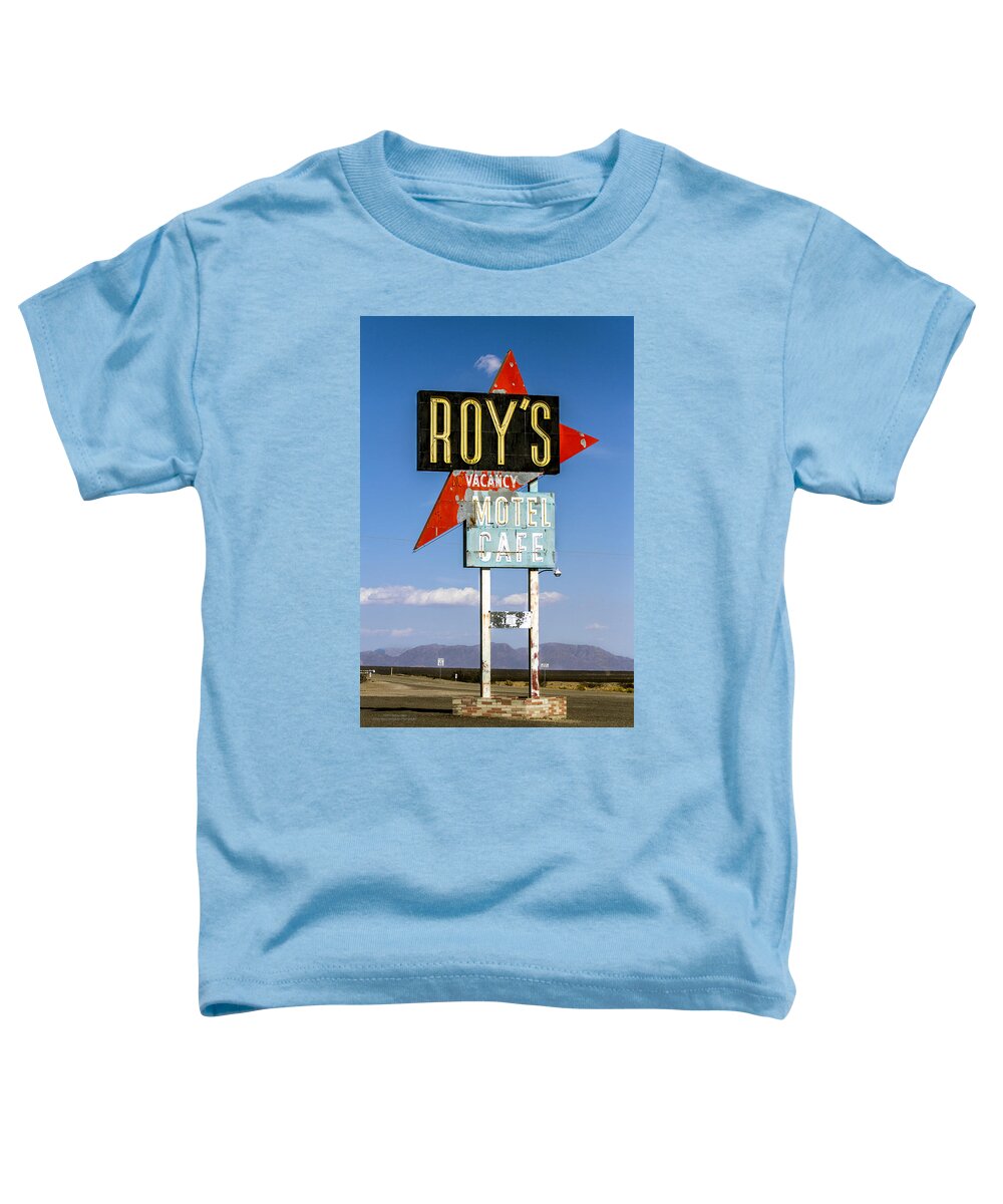Amboy Toddler T-Shirt featuring the photograph Roys Motel ande Cafe by Denise Dube