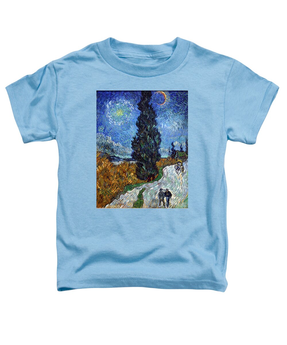 Vincent Van Gogh Toddler T-Shirt featuring the painting Saint-Remy Road With Cypress and Star by Vincent Van Gogh