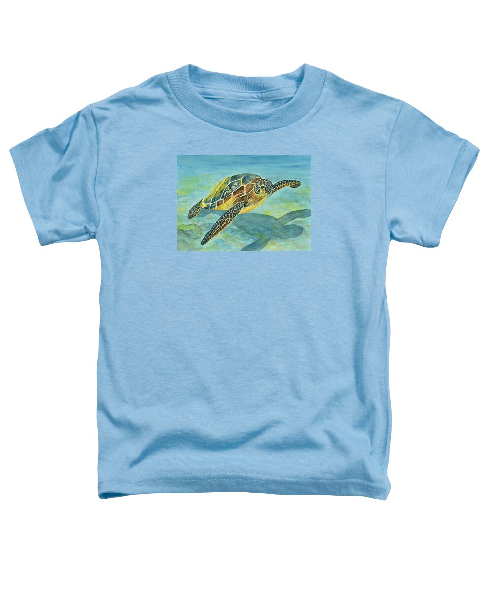 Linda Brody Toddler T-Shirt featuring the painting Sea Turtle by Linda Brody
