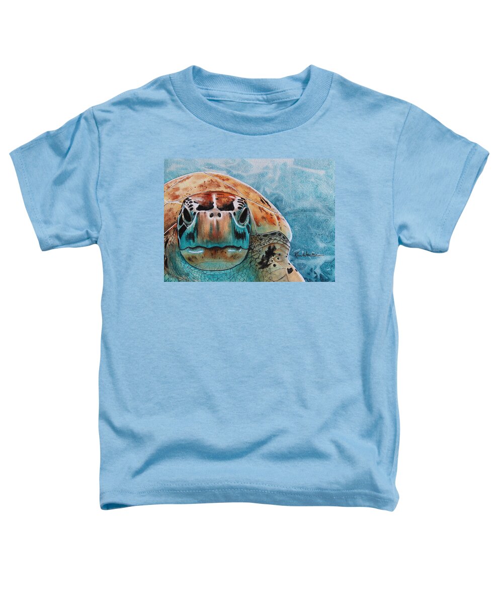 Turquoise Toddler T-Shirt featuring the painting Sea Worthy Watercolor by Kimberly Walker
