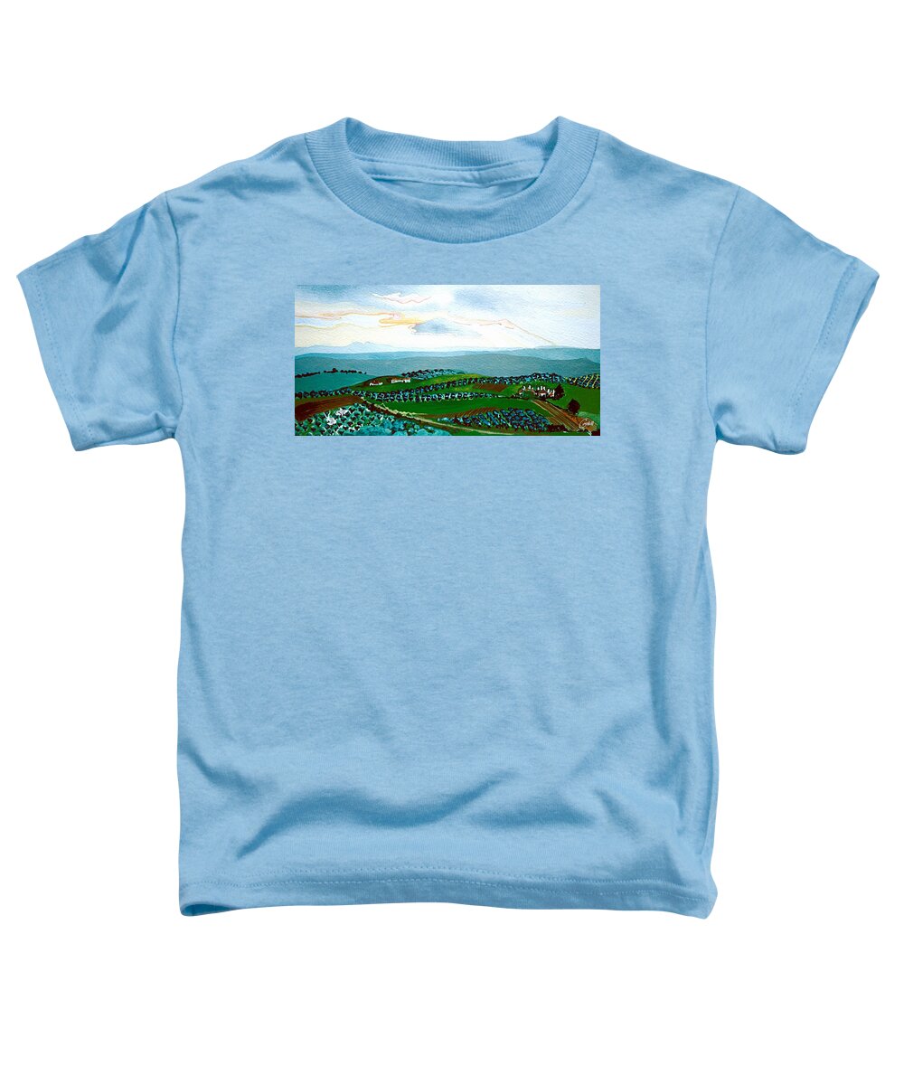Serpa Portugal Lower Aljento Quinta Olives Landscape Toddler T-Shirt featuring the painting Serpa, Portugal by Joan Cordell