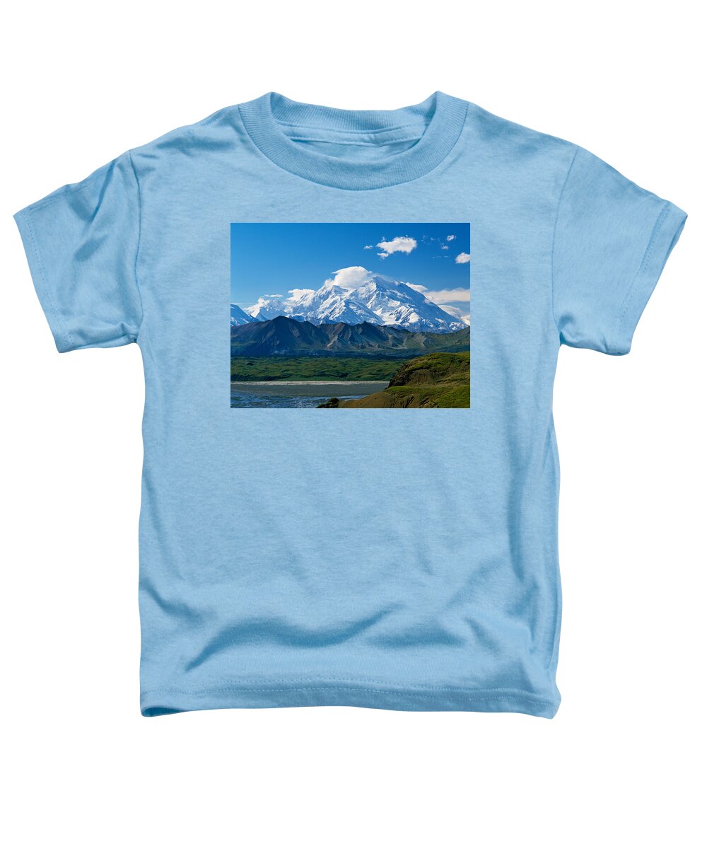 Photography Toddler T-Shirt featuring the photograph Snow-covered Mount Mckinley, Blue Sky by Panoramic Images