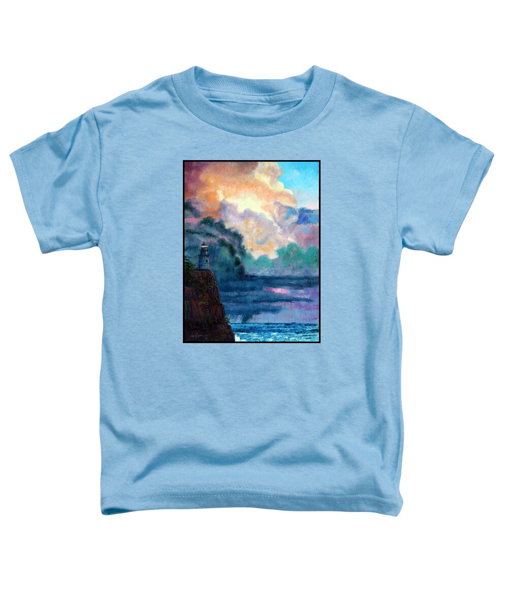 Sky Toddler T-Shirt featuring the painting Steps To The Lighthouse by John Lautermilch