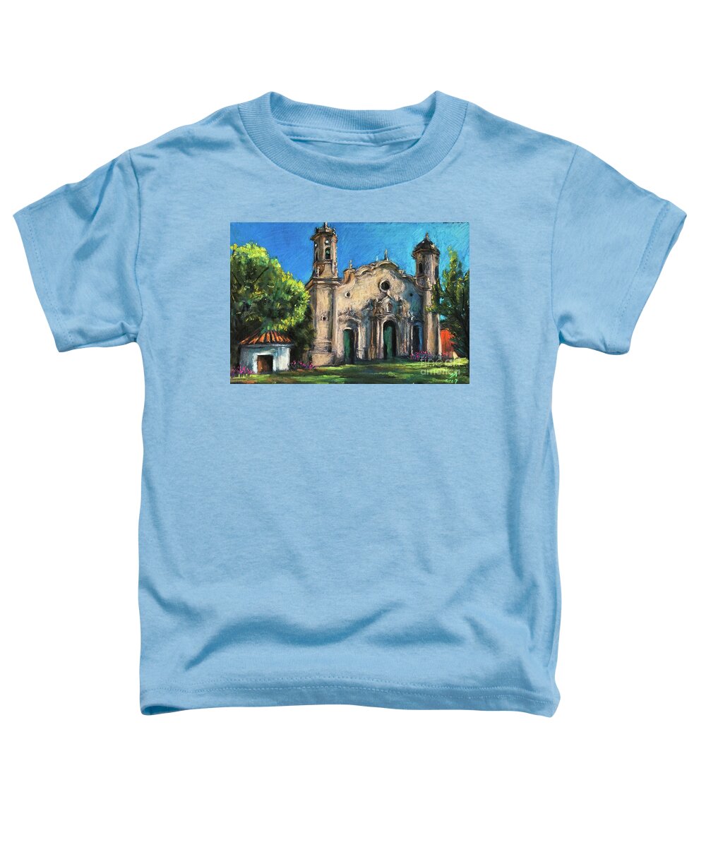 Church Toddler T-Shirt featuring the painting Summer church by Jieming Wang