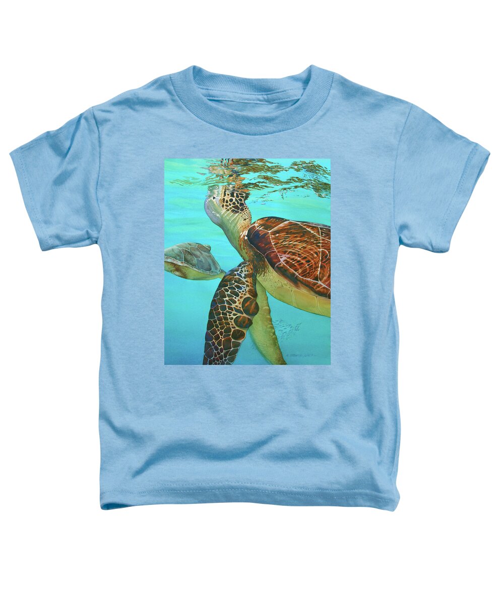 Sea Turtles Toddler T-Shirt featuring the painting Taking a Breather by Marguerite Chadwick-Juner