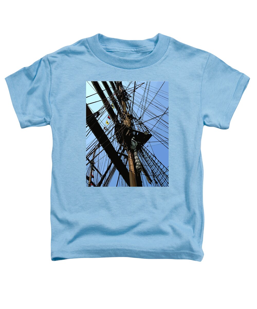 Ship Toddler T-Shirt featuring the digital art Tall Ship design by John Foster Dyess by John Dyess