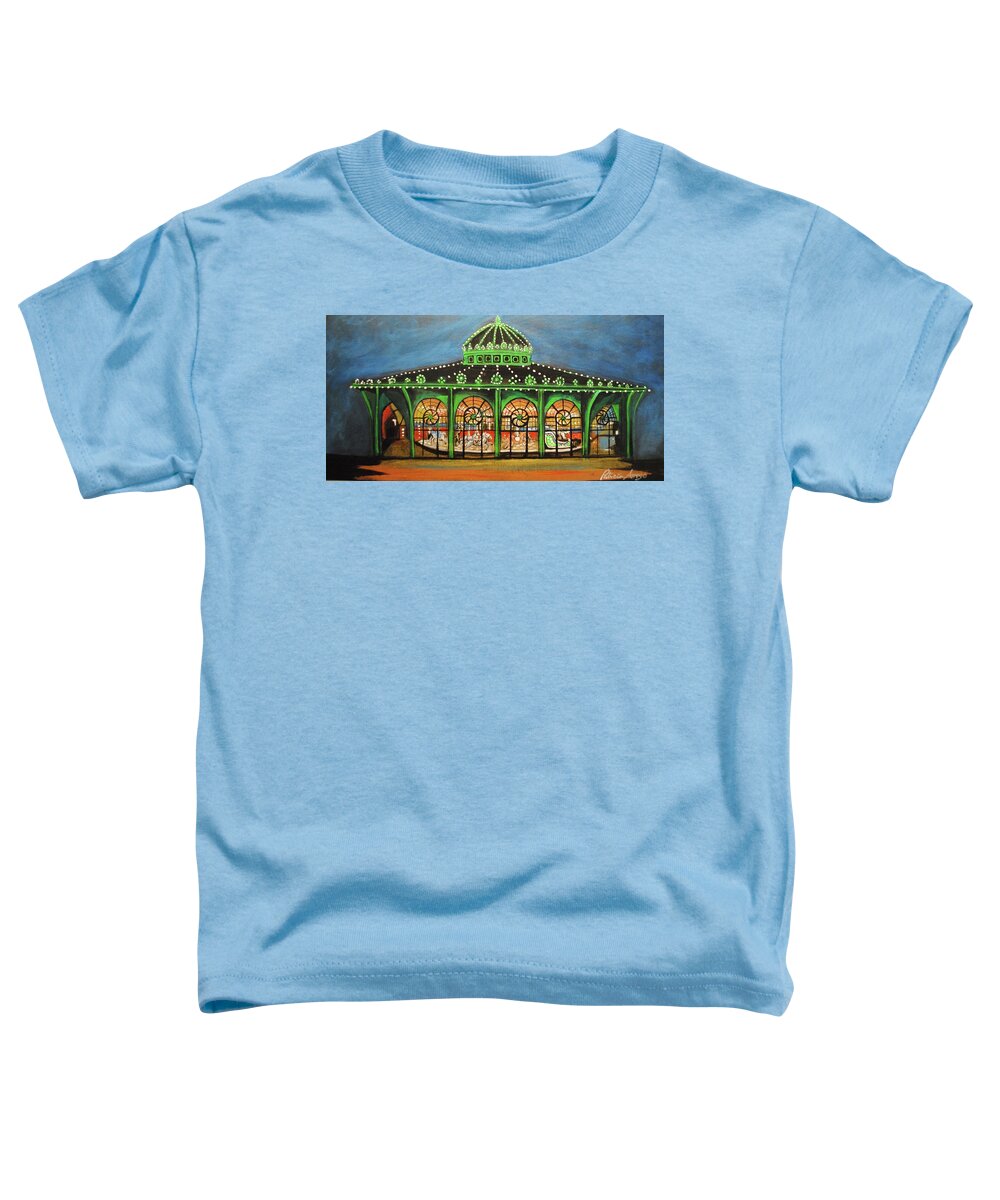 Asbury Park Toddler T-Shirt featuring the painting The Carousel of Asbury Park by Patricia Arroyo