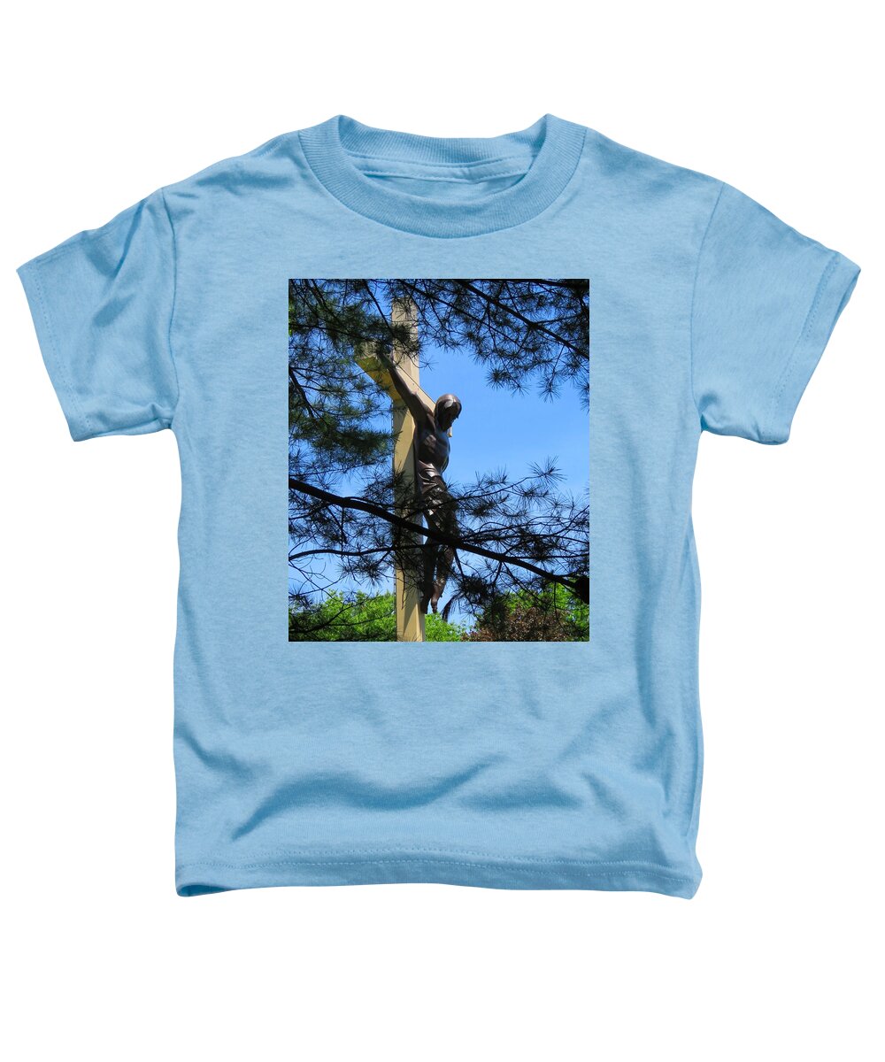 Cross Toddler T-Shirt featuring the photograph The Cross in the Woods by Keith Stokes