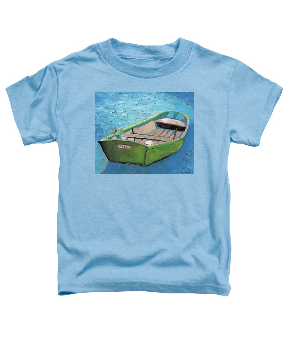 Rowboat Toddler T-Shirt featuring the painting The Green Rowboat by William Bowers
