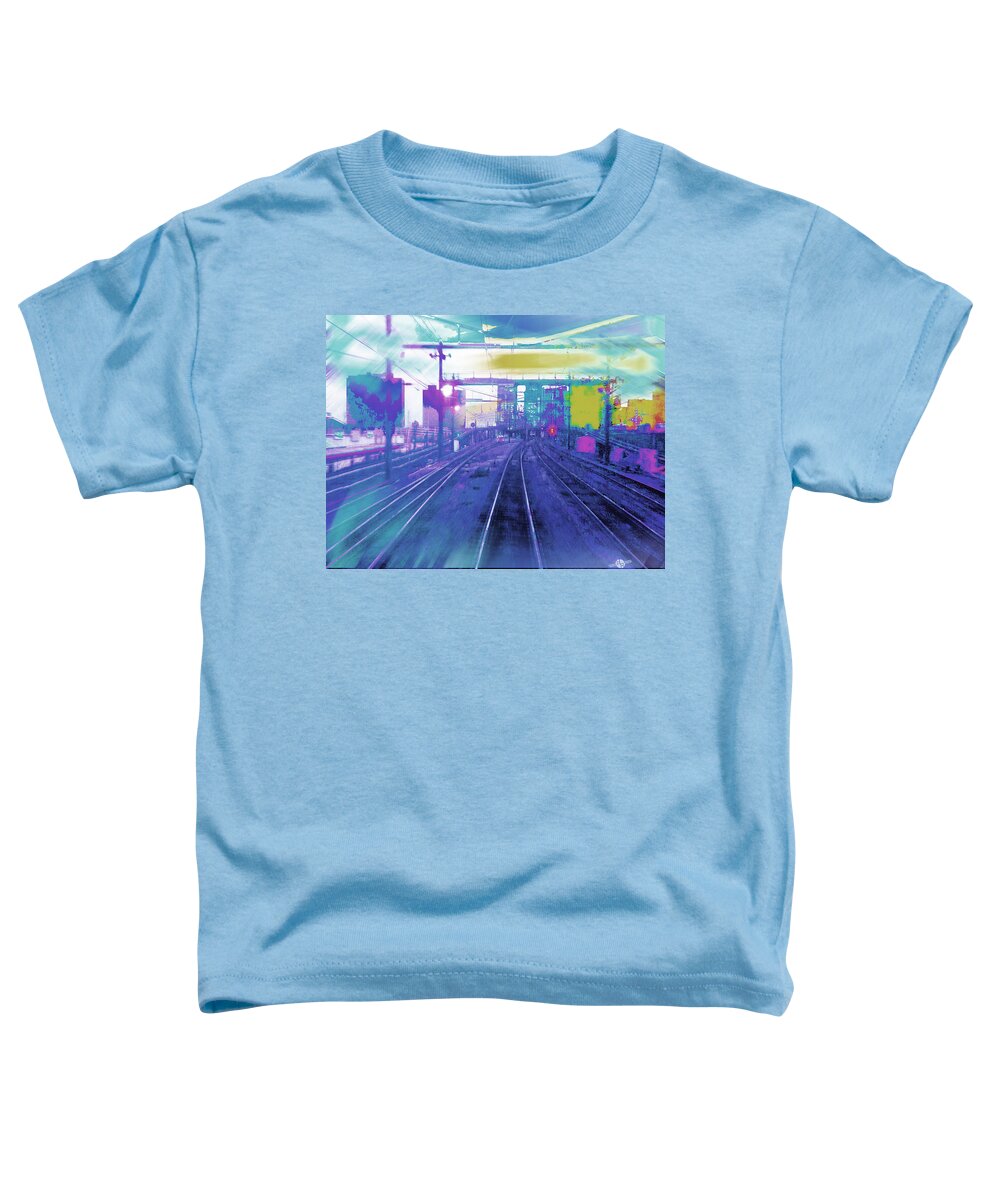 City Toddler T-Shirt featuring the painting The Past Train 5.1 by Tony Rubino