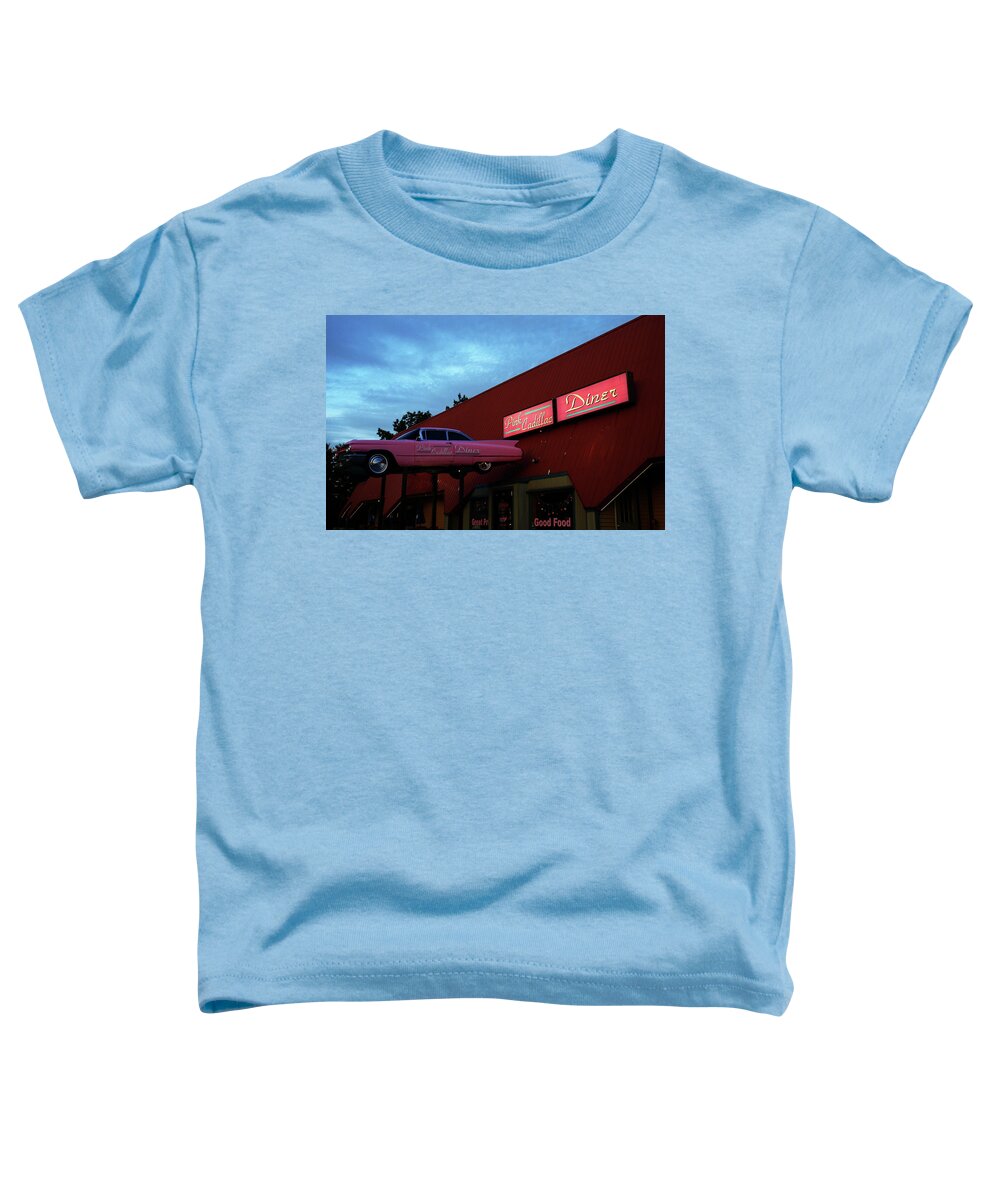 Diner Toddler T-Shirt featuring the photograph The Pink Cadillac Diner by Mary Capriole
