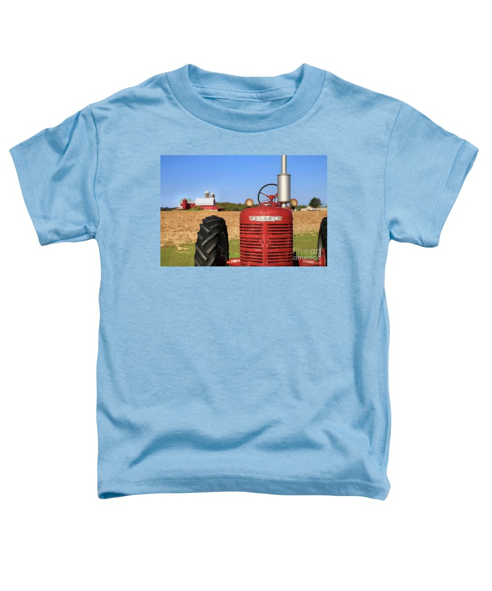 Red Toddler T-Shirt featuring the photograph The Red Farmall by Lori Deiter