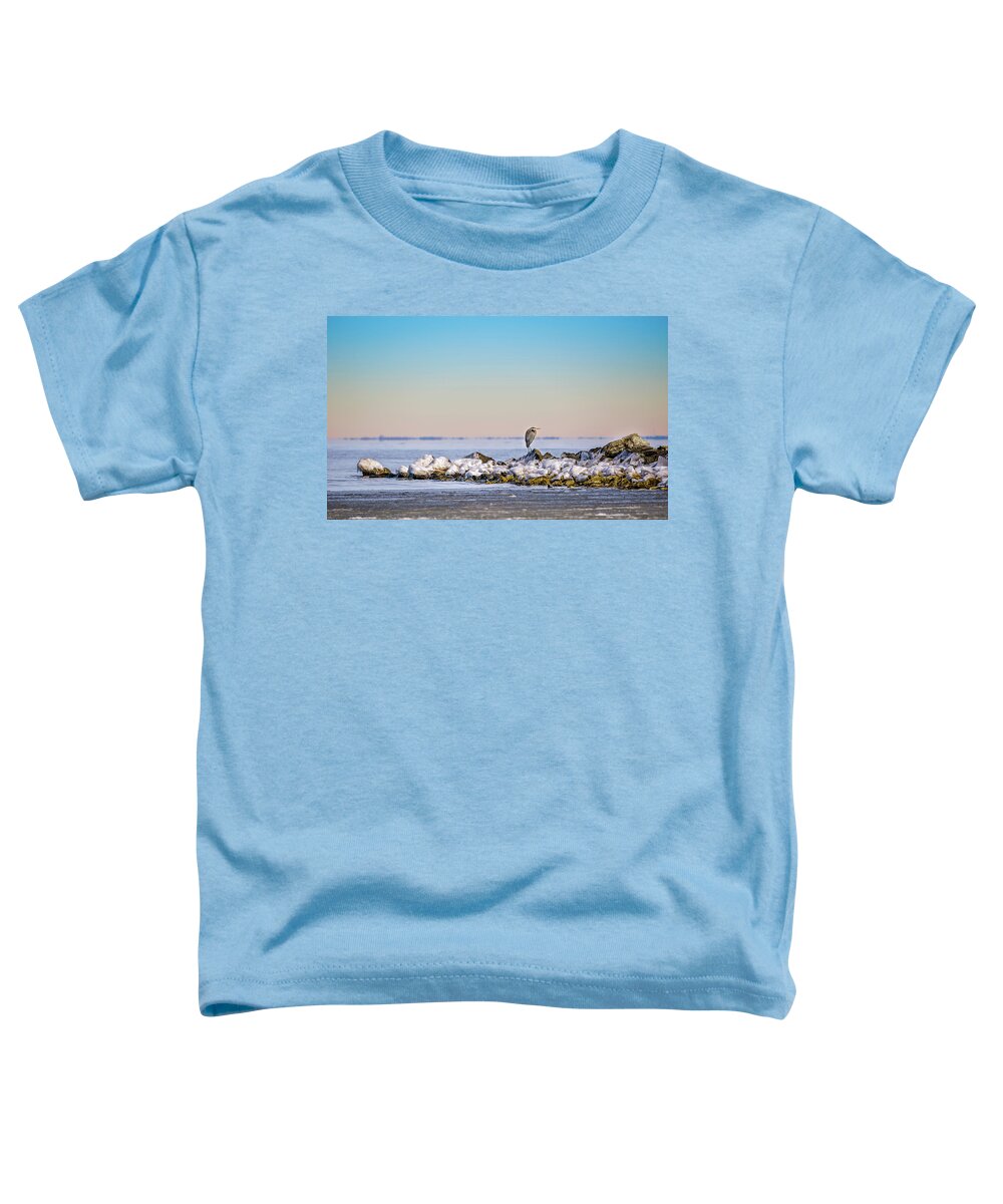 Alone Toddler T-Shirt featuring the photograph The Winter Heron by Patrick Wolf