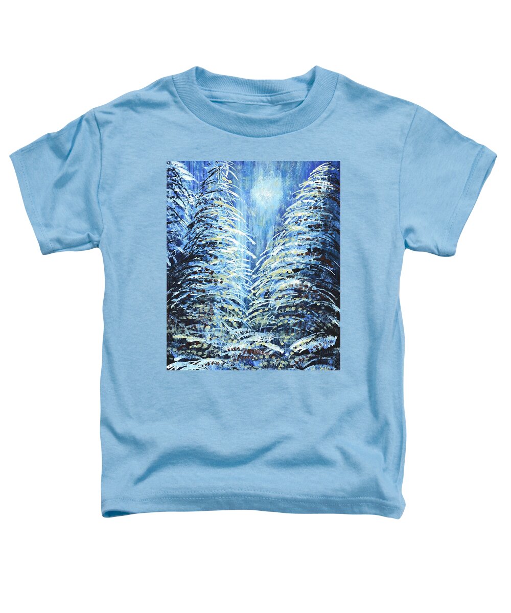 Forest Toddler T-Shirt featuring the painting Tim's Winter Forest by Holly Carmichael