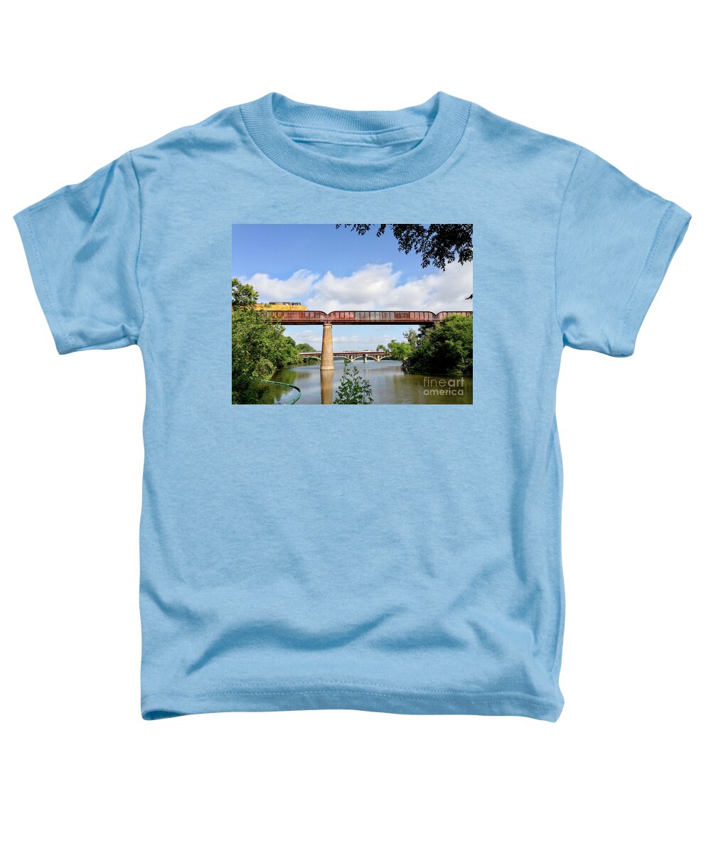Lady Bird Lake Toddler T-Shirt featuring the photograph Train Across Lady Bird Lake by Felipe Adan Lerma