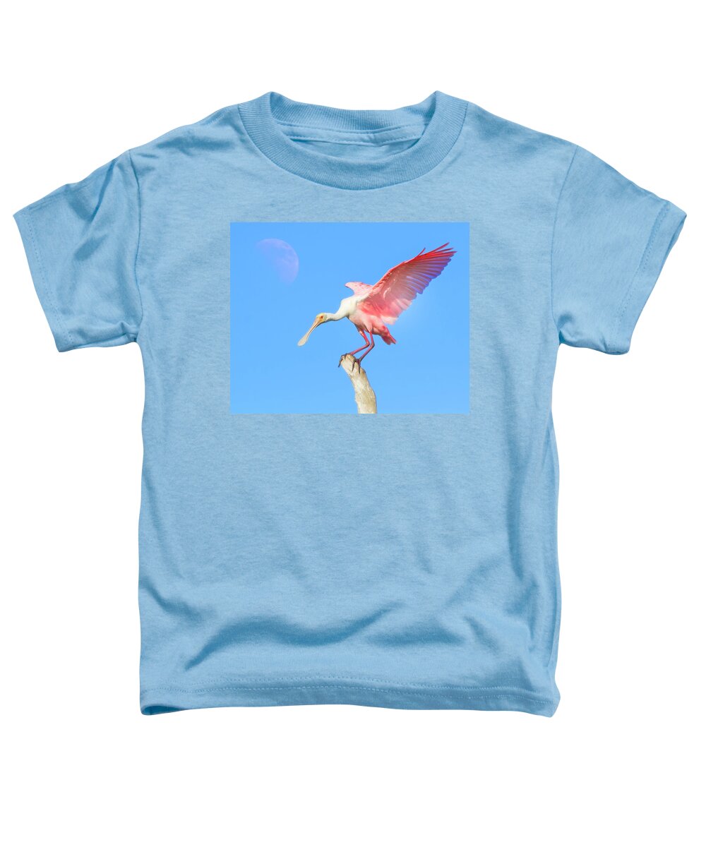 Spoonbill Toddler T-Shirt featuring the photograph Under a Spoonbill Moon by Mark Andrew Thomas