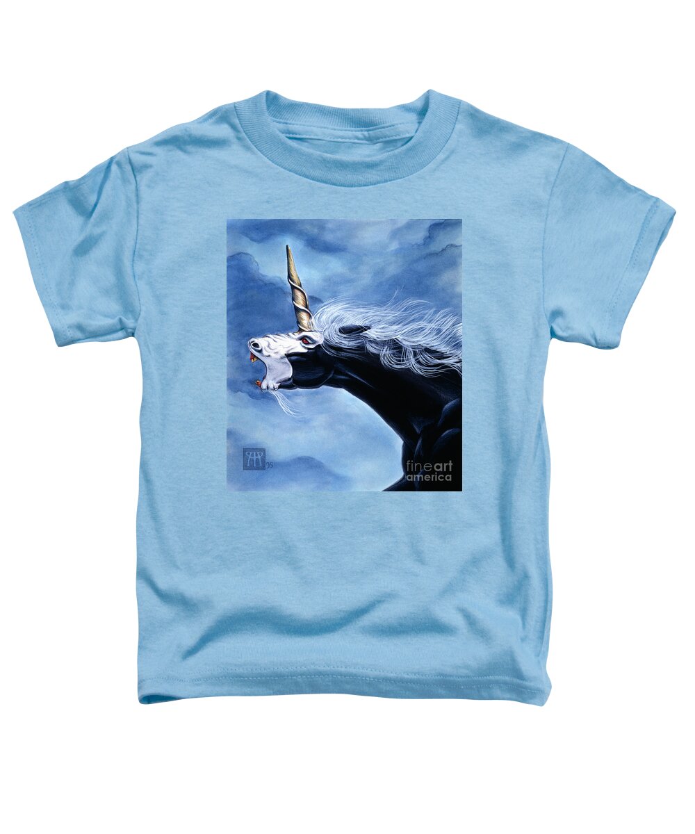 Unicorn Toddler T-Shirt featuring the painting Unicorn Fury by Melissa A Benson