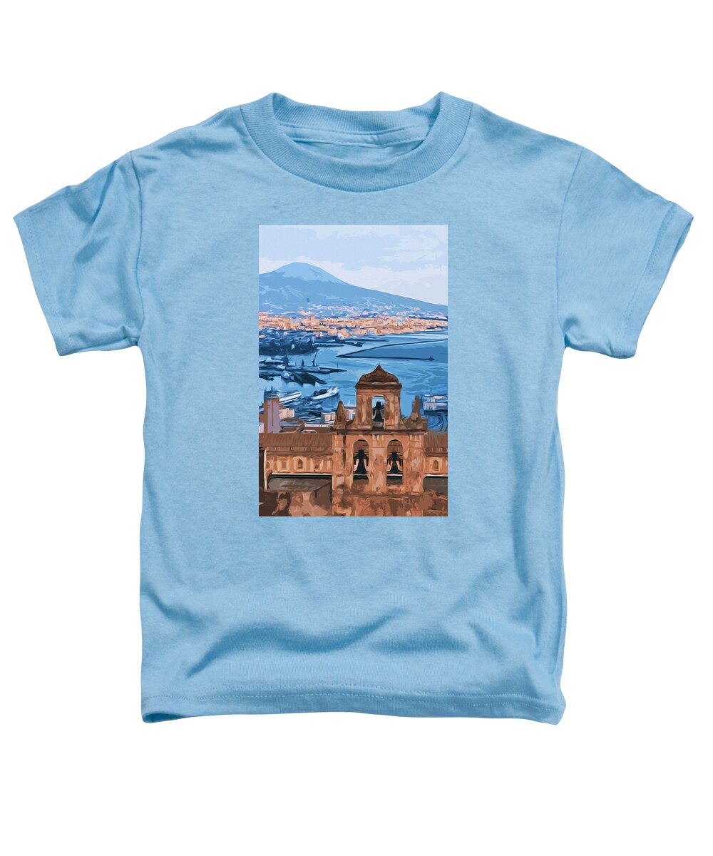 Landscape Toddler T-Shirt featuring the painting Vesuvio, panorama from Naples by AM FineArtPrints
