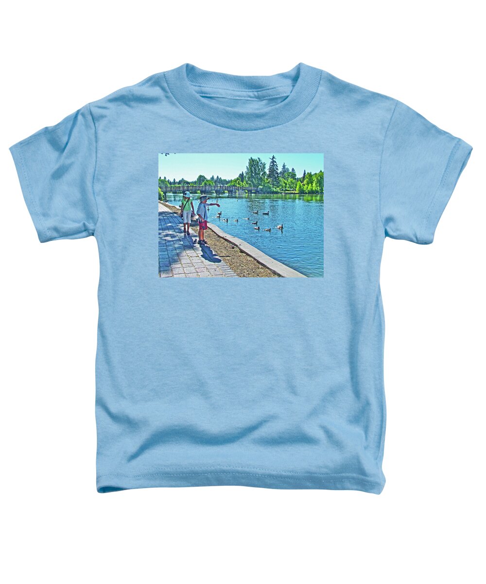Walkway By The Des Chutes River In Bend Toddler T-Shirt featuring the photograph Walkway by the Des Chutes River in Bend, Oregon by Ruth Hager