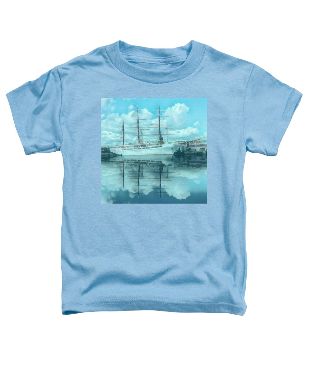 Boats Toddler T-Shirt featuring the photograph Watercolors in Aqua Painting by Debra and Dave Vanderlaan