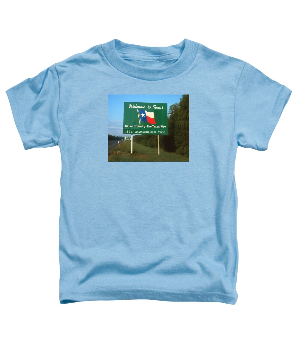 Texas Sign Toddler T-Shirt featuring the photograph Welcome to Texas by Cathy Anderson