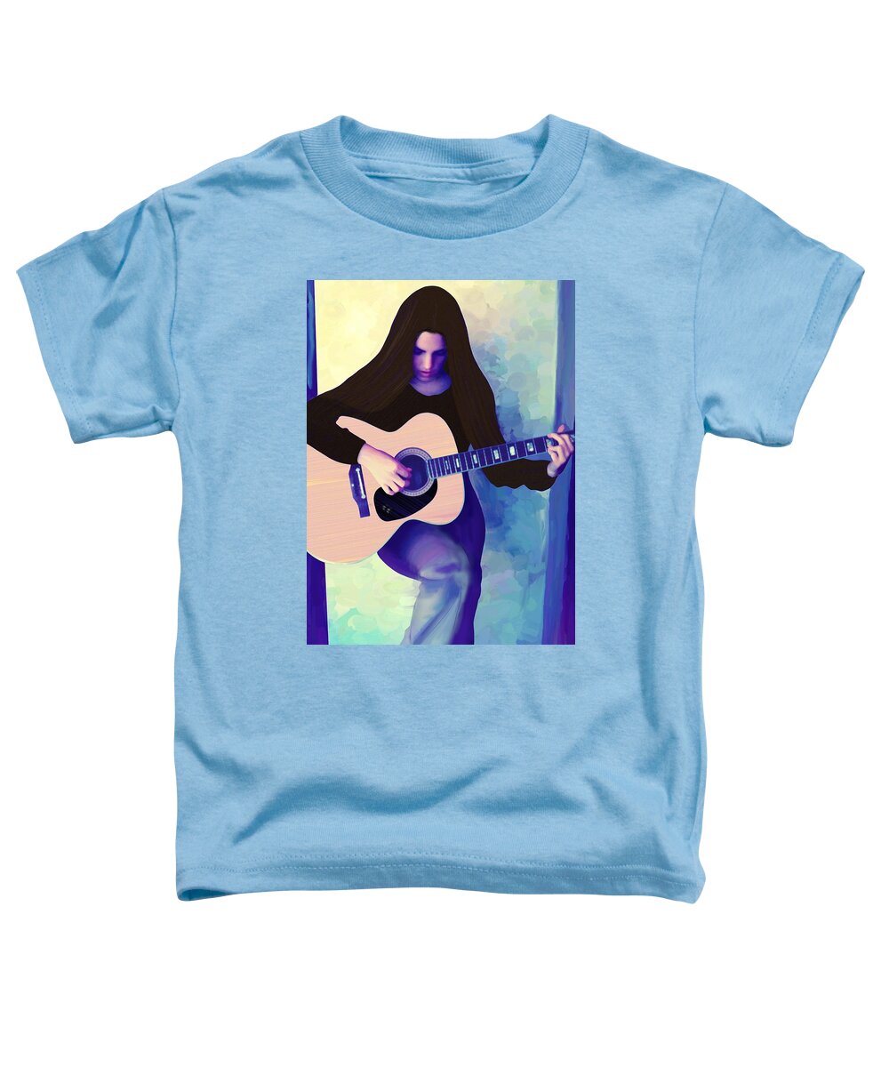Victor Shelley Toddler T-Shirt featuring the painting Woman Playing Guitar by Victor Shelley