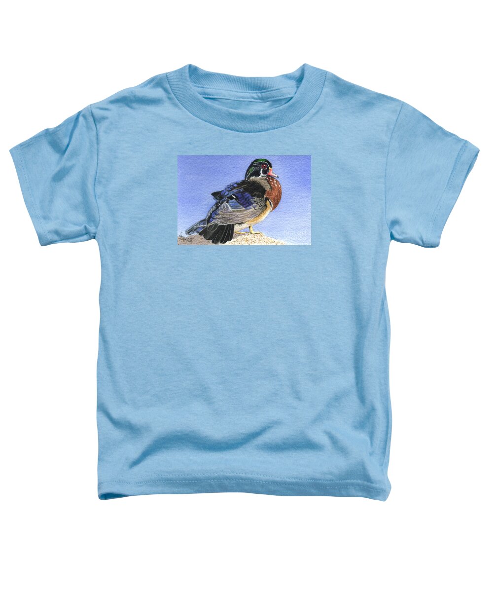 Duck Toddler T-Shirt featuring the painting Wood Duck by Lynn Quinn