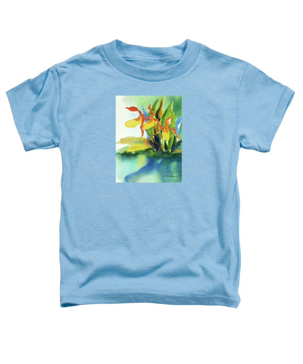 Paintings Toddler T-Shirt featuring the painting Yellow Moccasin Flowers by Kathy Braud