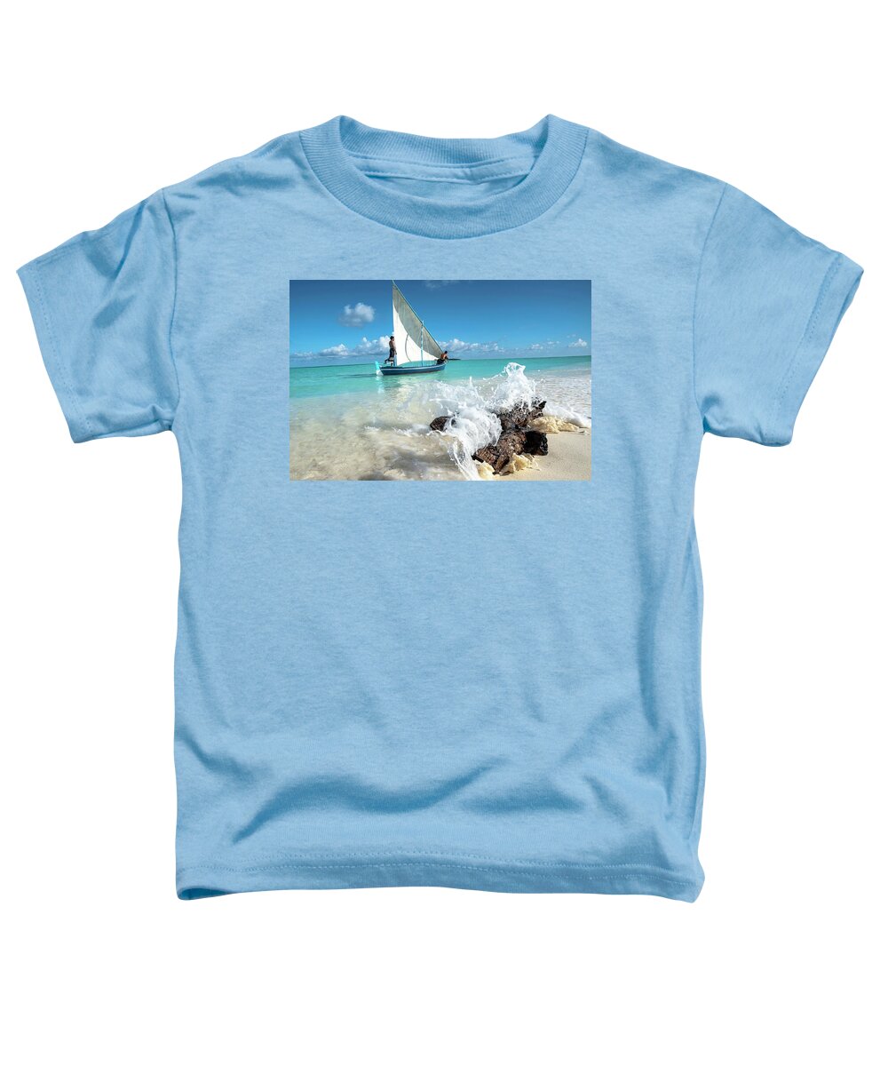 Estock Toddler T-Shirt featuring the digital art Fisherman On A Boat, Maldives #1 by Giordano Cipriani