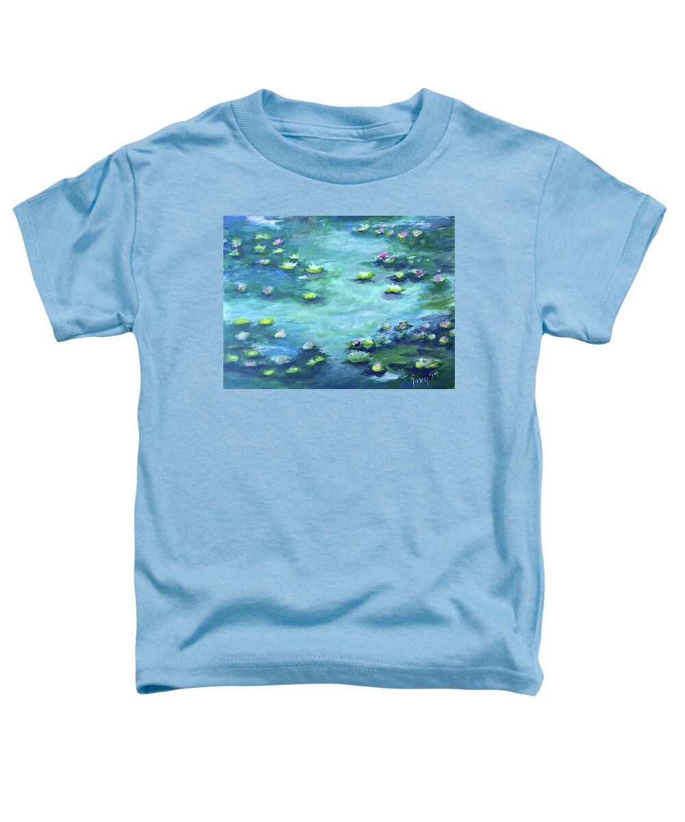 Water Lilies Toddler T-Shirt featuring the painting Lily Pond by Roxy Rich
