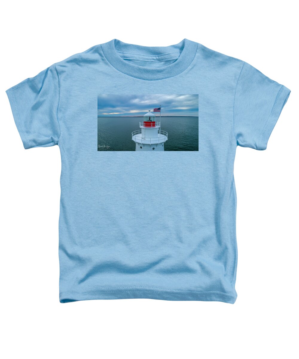Lighthouse Toddler T-Shirt featuring the photograph Sakonnet Lighthouse #1 by Veterans Aerial Media LLC