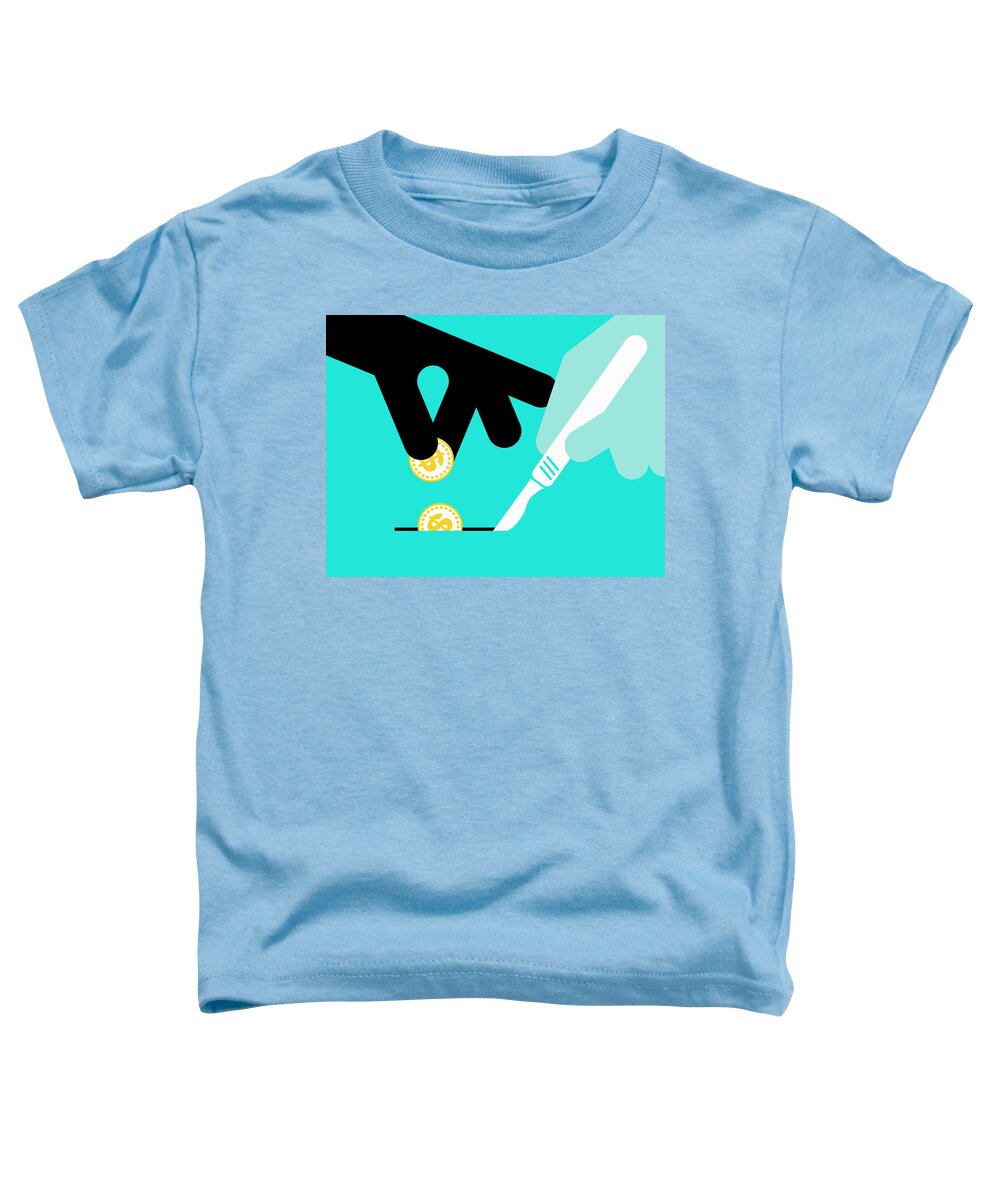 America Toddler T-Shirt featuring the photograph Hand Inserting Money Into Cut Made #2 by Ikon Images