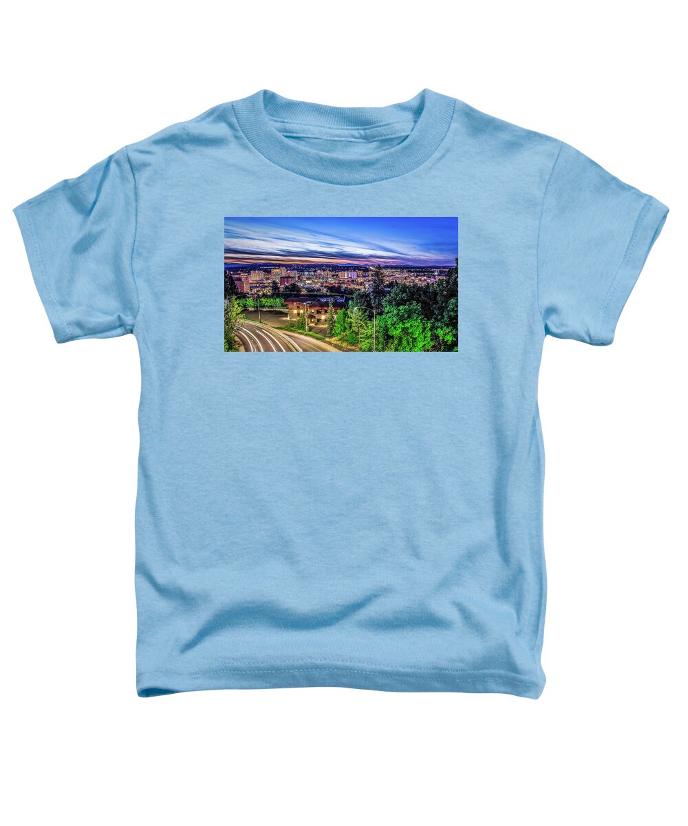 Office Building Toddler T-Shirt featuring the photograph Panoramic View Spokane Washington Downtown City Skyline #2 by Alex Grichenko