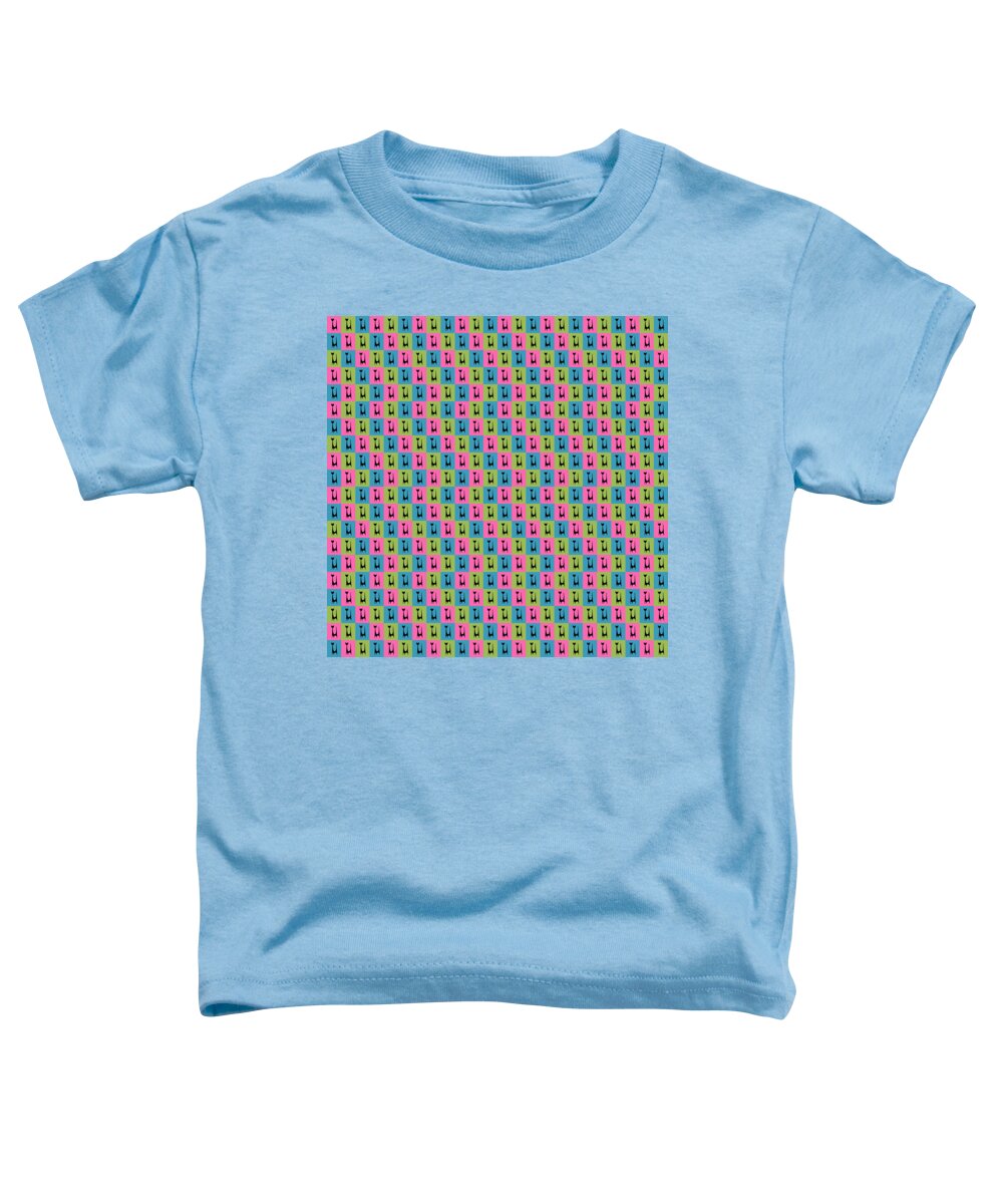 Mid Century Modern Toddler T-Shirt featuring the digital art Atomic Cat 1 on Rectangles by Donna Mibus
