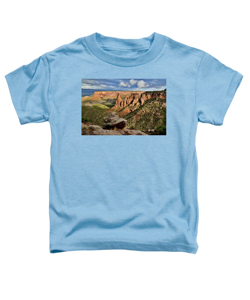 Colorado National Monument Toddler T-Shirt featuring the photograph After the Storm Light on Colorado National Monument by Ray Mathis
