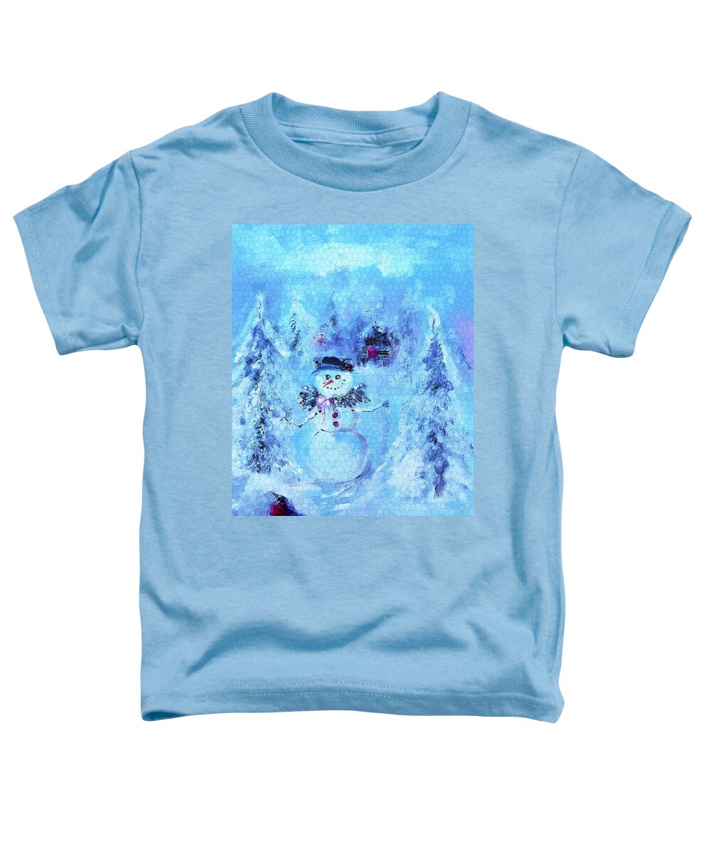 Snowman Toddler T-Shirt featuring the digital art Becoming A Better Snow Person Painting by Lisa Kaiser