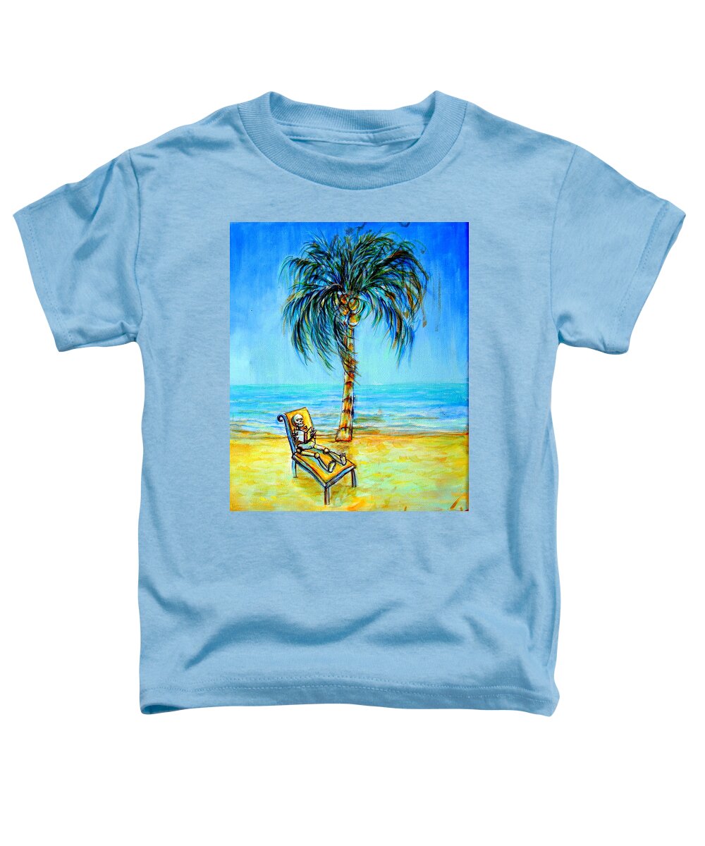 Beach Toddler T-Shirt featuring the painting Blue Beach Dream by Heather Calderon