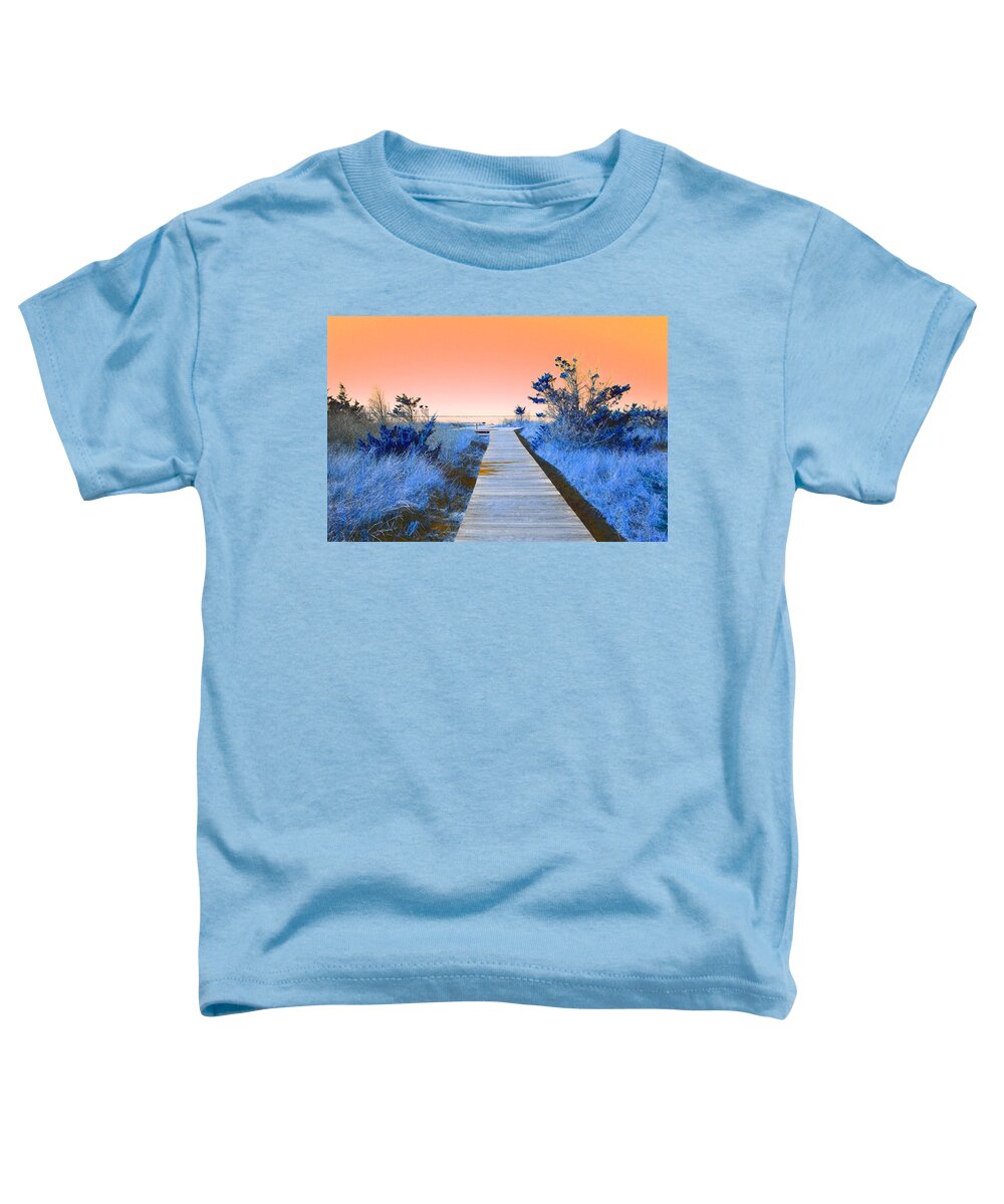 Boardwalk Toddler T-Shirt featuring the mixed media Boardwalk to the Bay by Stacie Siemsen