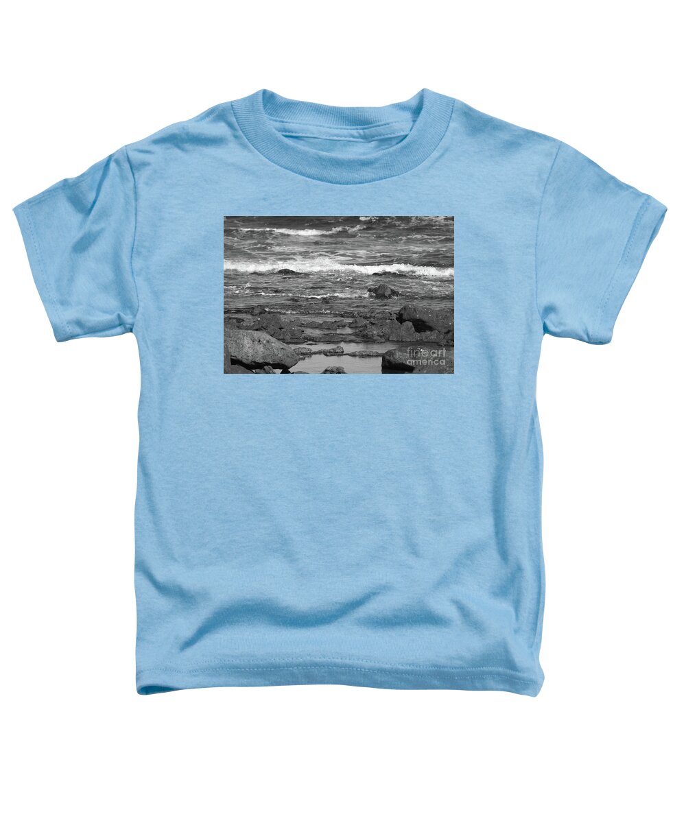 Rocky Coastline Toddler T-Shirt featuring the photograph Caleta Coast bw Fuerteventura by Eddie Barron