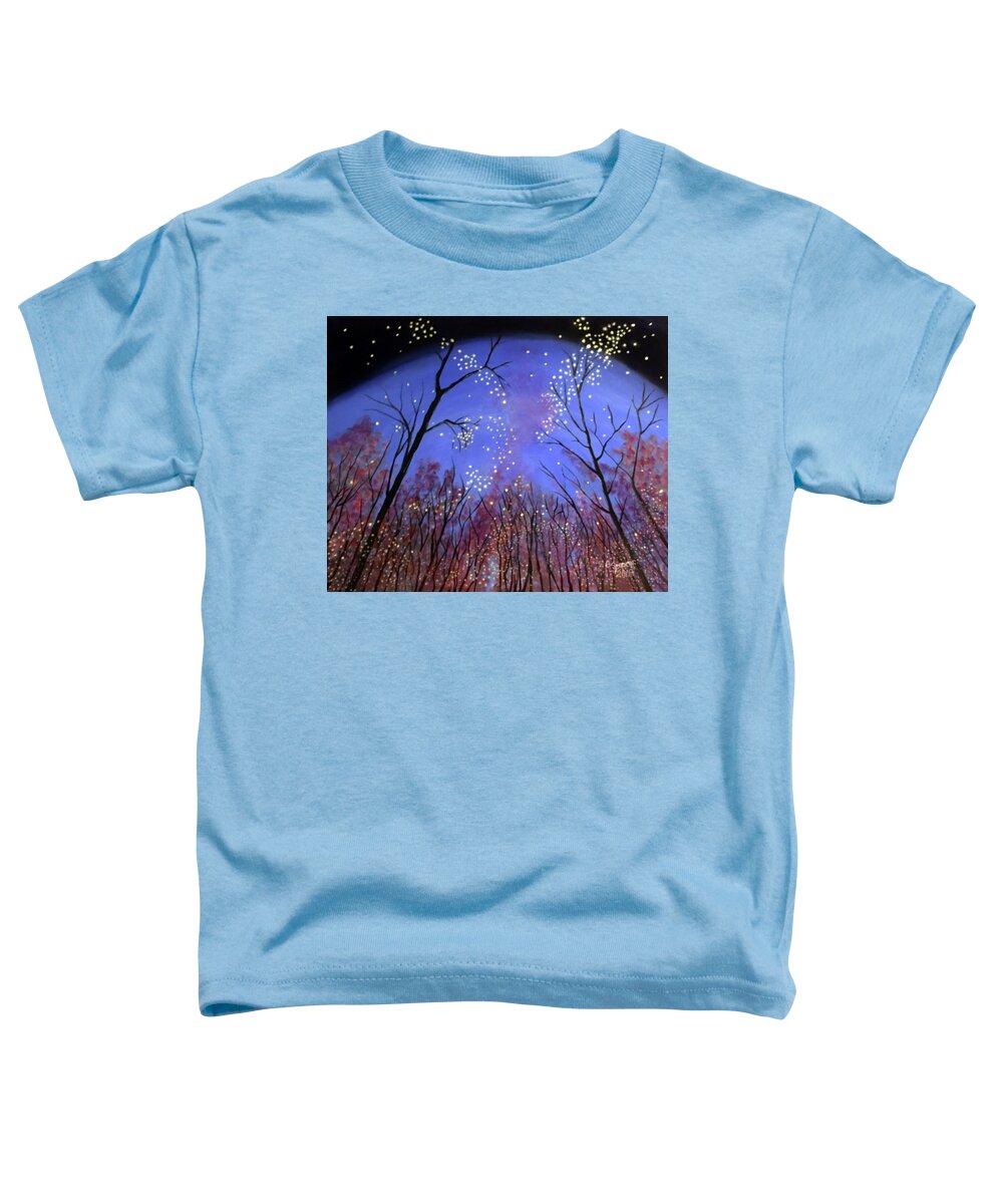 Fireflies Toddler T-Shirt featuring the painting Dance of the Fireflies by Connie Spencer
