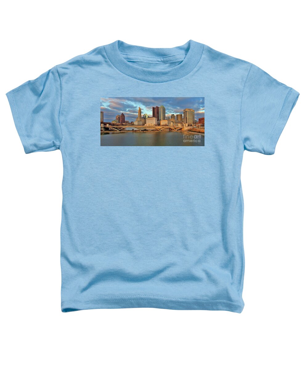 Downtown Columbus Toddler T-Shirt featuring the photograph Downtown Columbus Panorama 48 49 by Jack Schultz