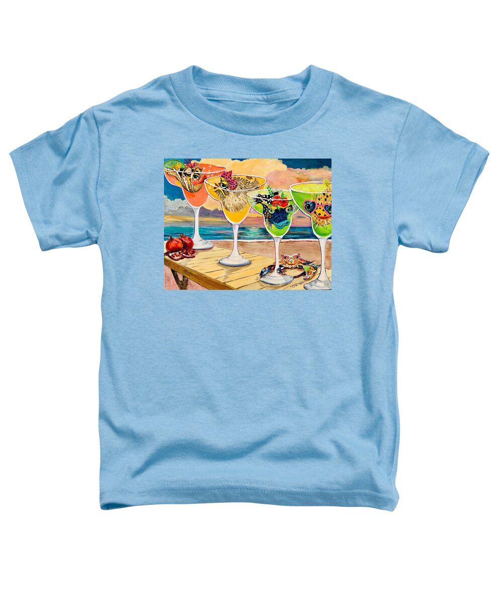 Margaritas Toddler T-Shirt featuring the painting GirlFins Margarita Party by Linda Kegley