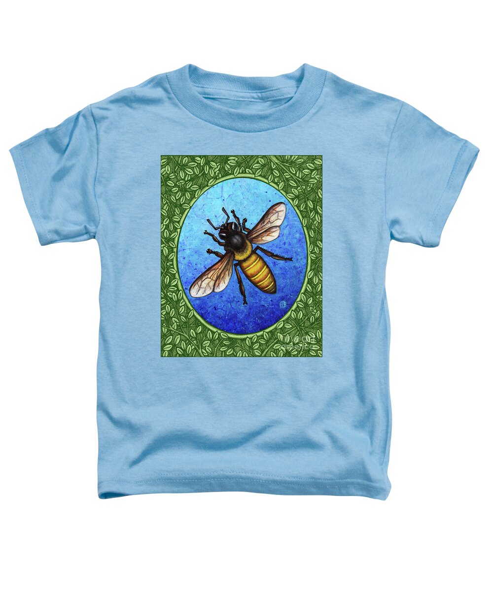 Animal Portrait Toddler T-Shirt featuring the painting Honeybee Portrait - Green Border by Amy E Fraser