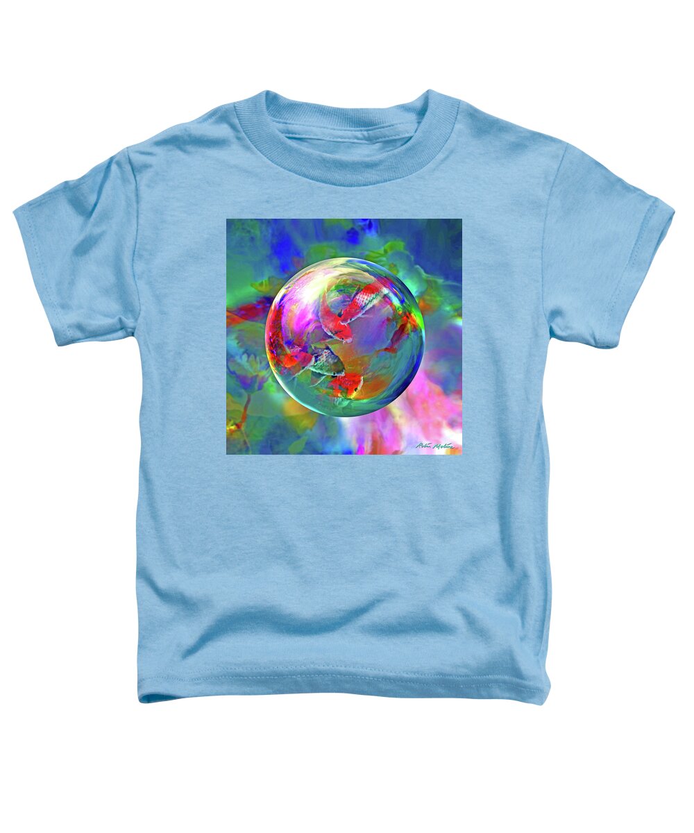Koi Pond Toddler T-Shirt featuring the digital art Koi Pond in the Round by Robin Moline