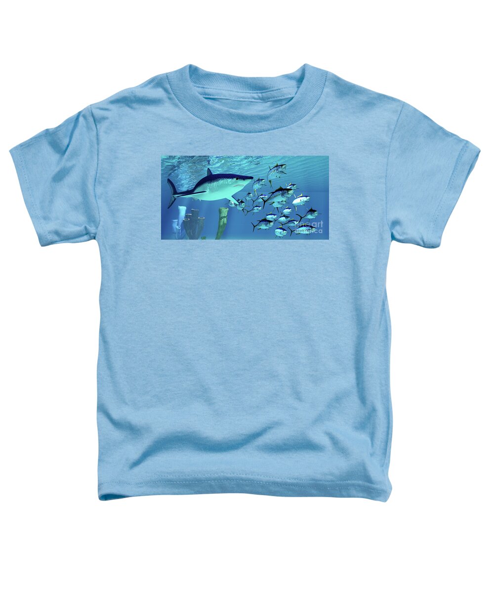 Maco Shark Toddler T-Shirt featuring the digital art Mako Shark after Yellowfin Tuna by Corey Ford