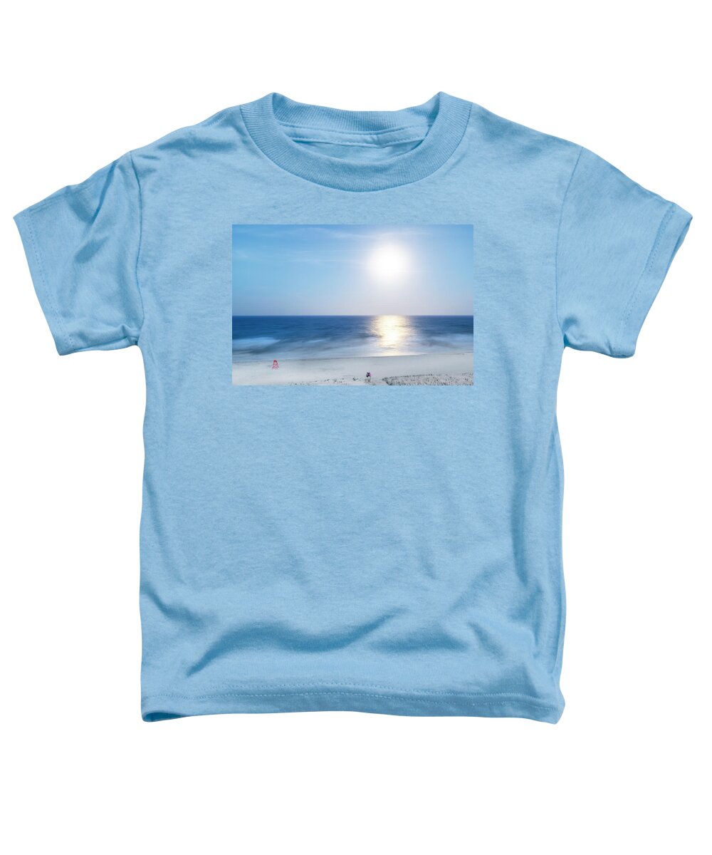 Jacksonville Beach Toddler T-Shirt featuring the photograph Moonlight Over Jacksonville Beach by Kay Brewer