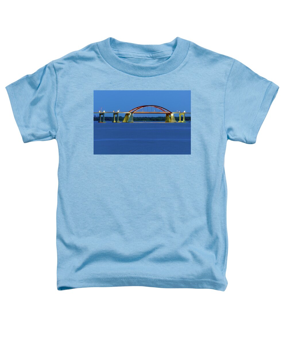 Texas Toddler T-Shirt featuring the photograph Night Bridge by Erich Grant